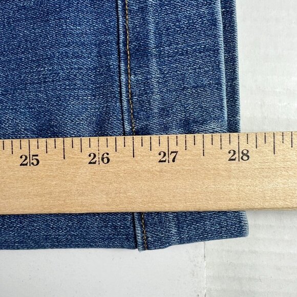 Spanx Jeans Women 34x28* High Rise Front Seam Wide Leg Blue Stretch Denim Tag XL - Picture 12 of 16